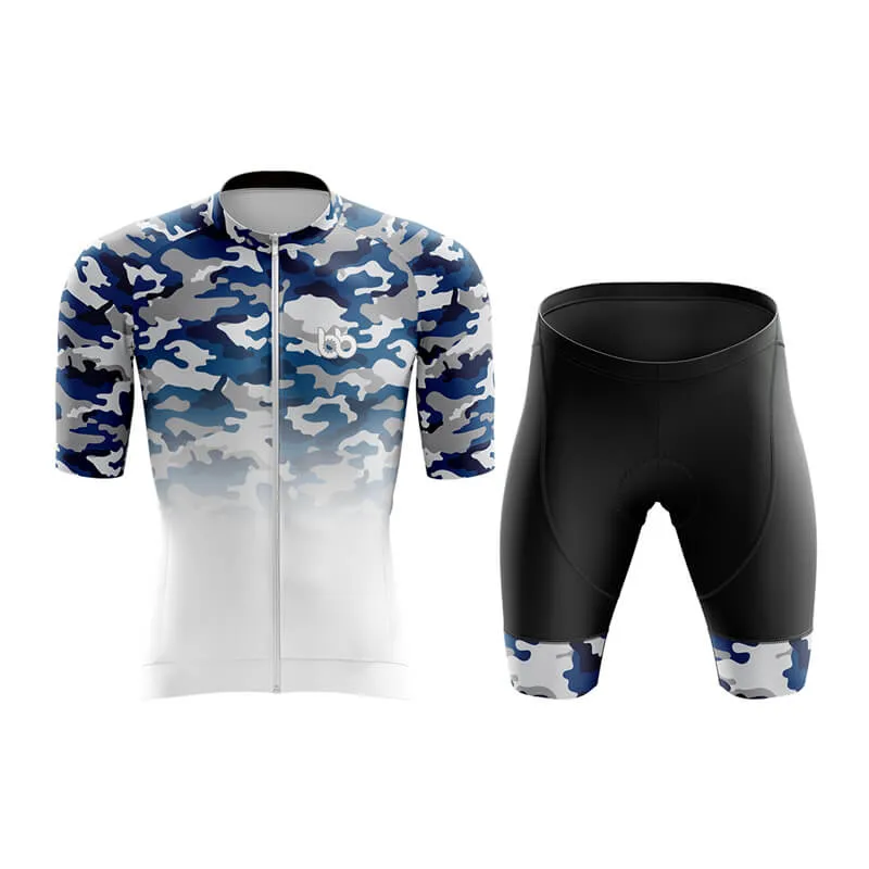 Camouflage Neck Aero Cycling Kit (V3) (Blue-White)