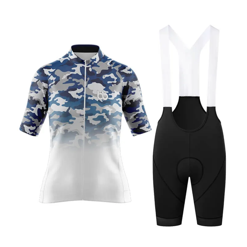 Camouflage Neck Aero Cycling Kit (V3) (Blue-White)