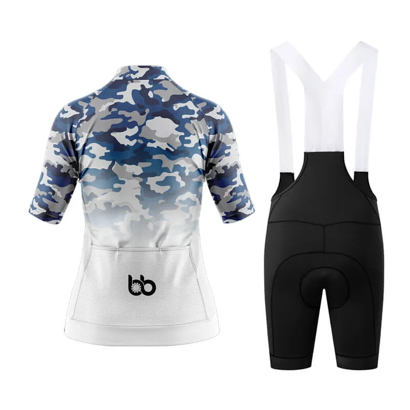 Camouflage Neck Aero Cycling Kit (V3) (Blue-White)