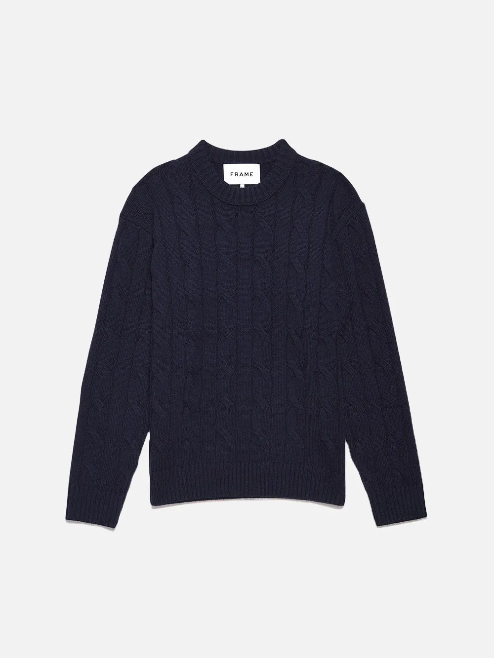 Cashmere Cable Crewneck -- Navy