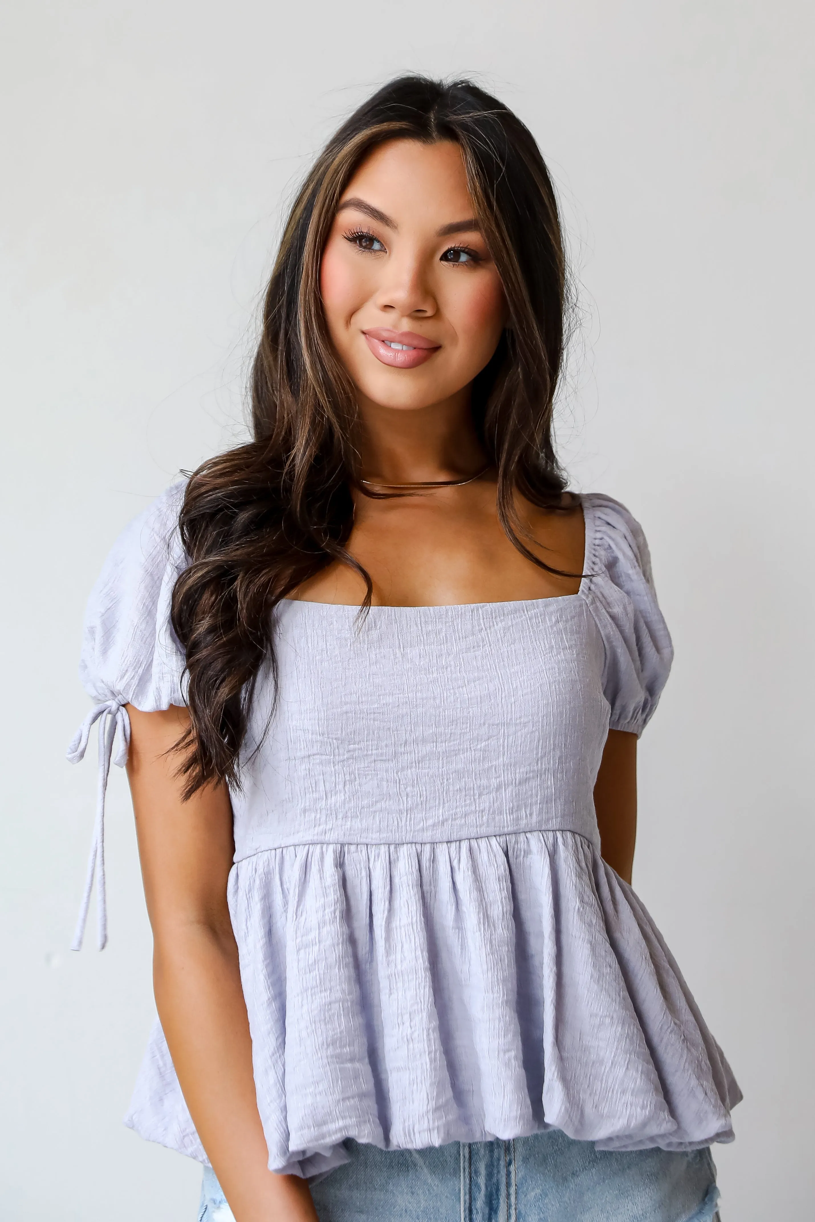 Charming Intent Lavender Babydoll Blouse