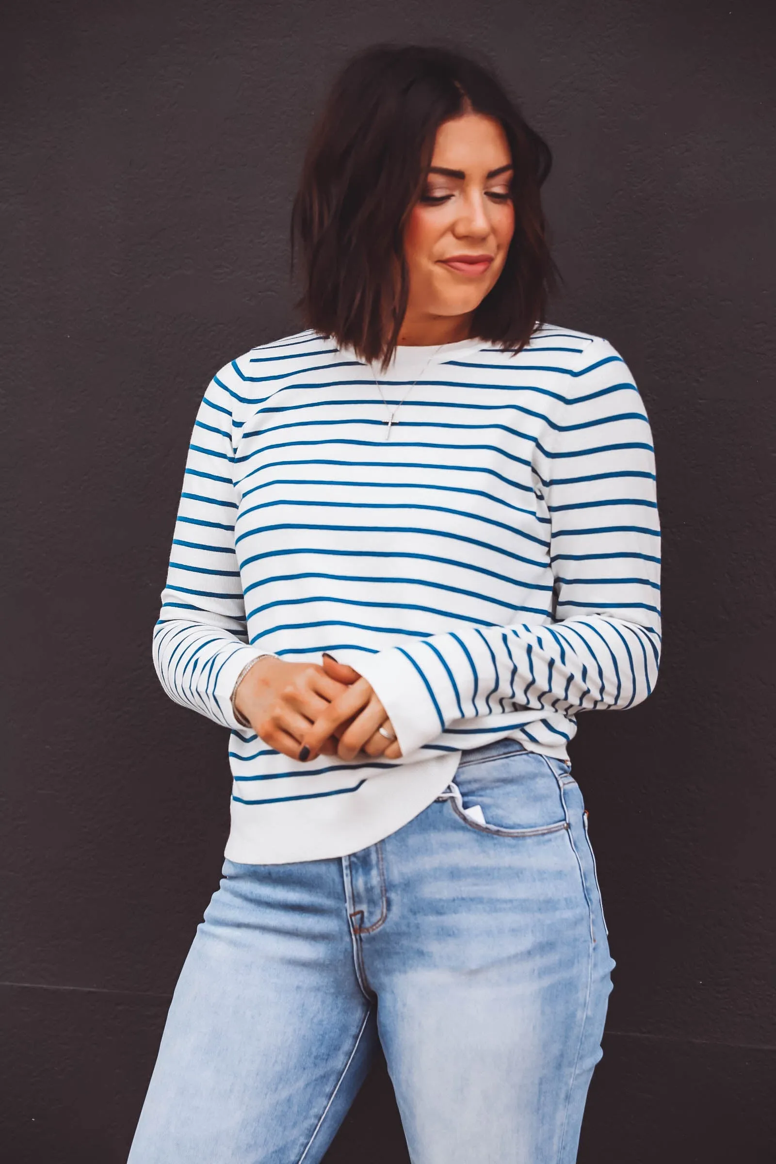 Christina Striped Sweater-White/Blue