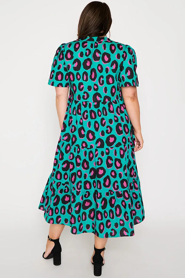 Clara Minty Leopard Dress