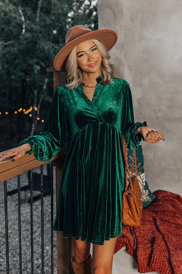 Confidence Is Everything Velvet Dress In Hunter Green