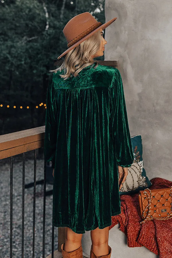 Confidence Is Everything Velvet Dress In Hunter Green