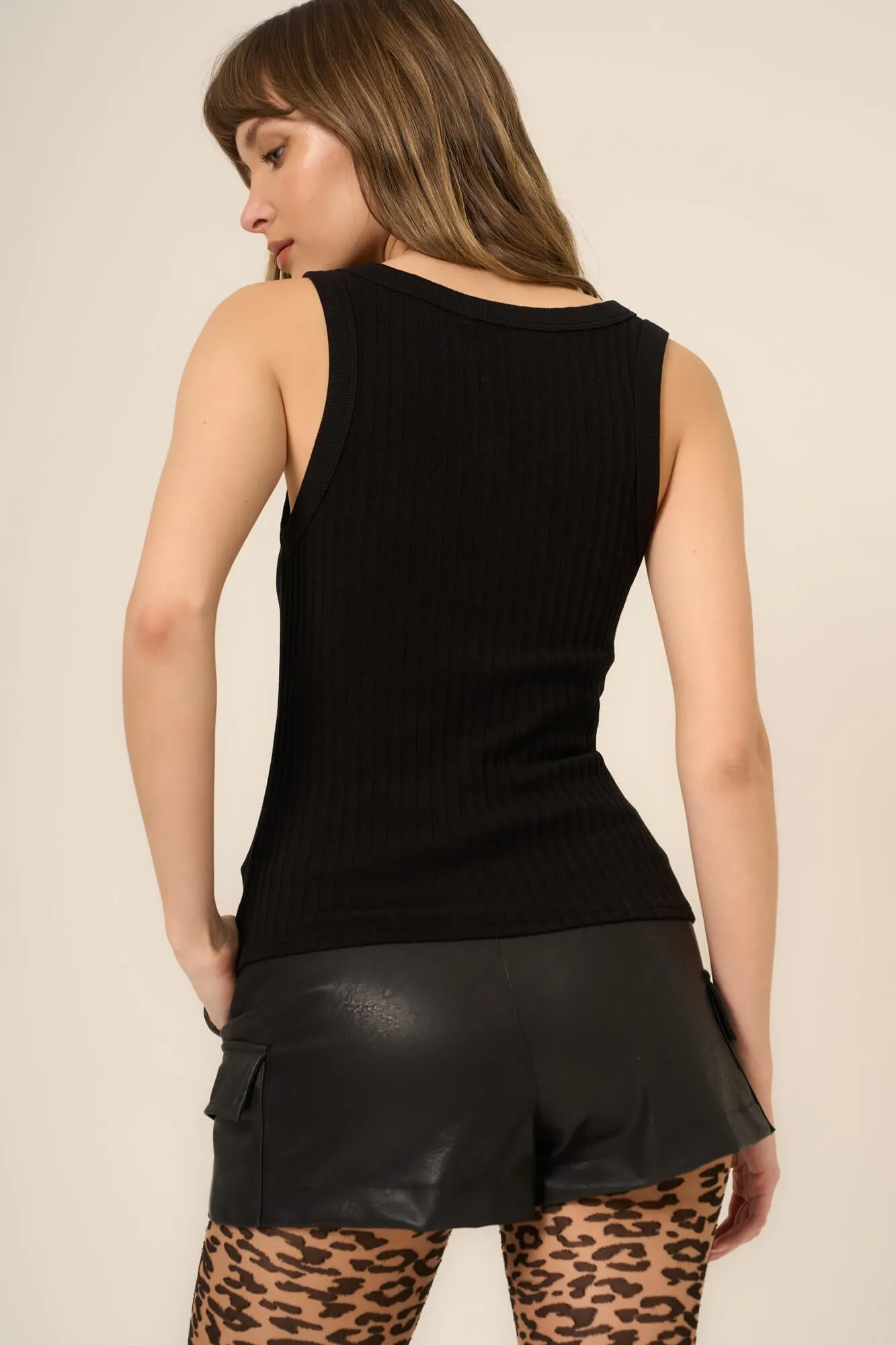 Cooper Sweater Rib Tank - Black