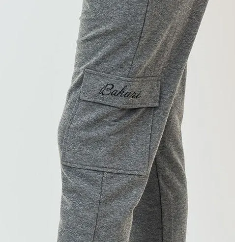 Cotton Terry Blend Cargo Joggers - Grey