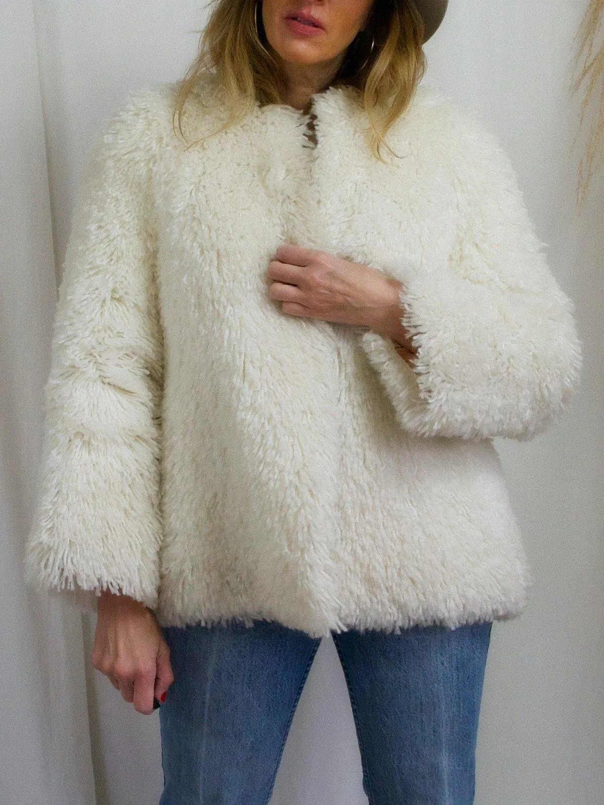 Creamy Vanilla Carpet Shag Jacket