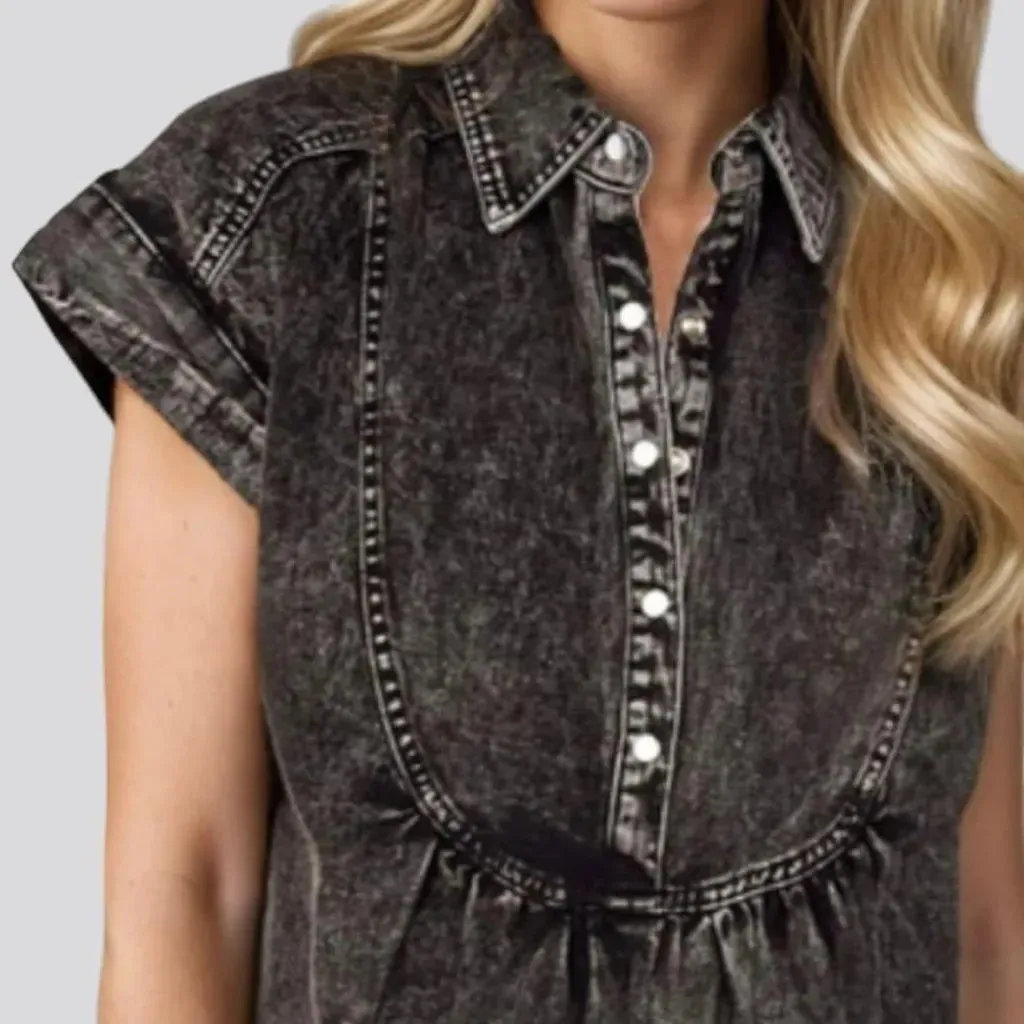 Dark grey loose denim dress