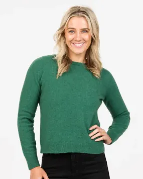 Deep Sage Women's Cropped Crew Neck Sweater - NB870