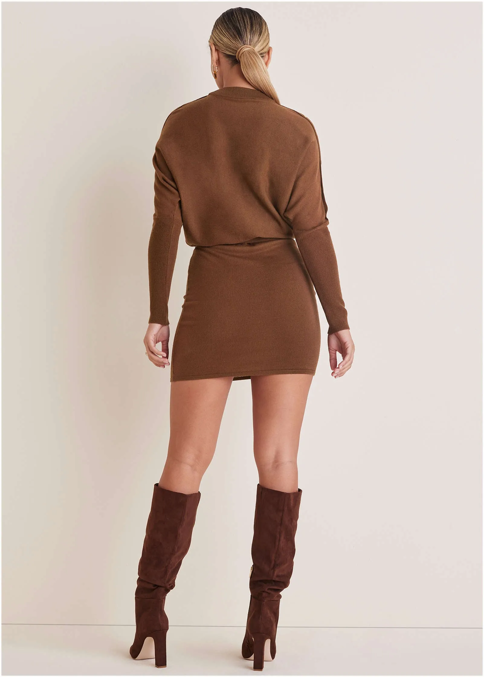 Dolman Sleeve Sweater Dress - Chocolate Fondant