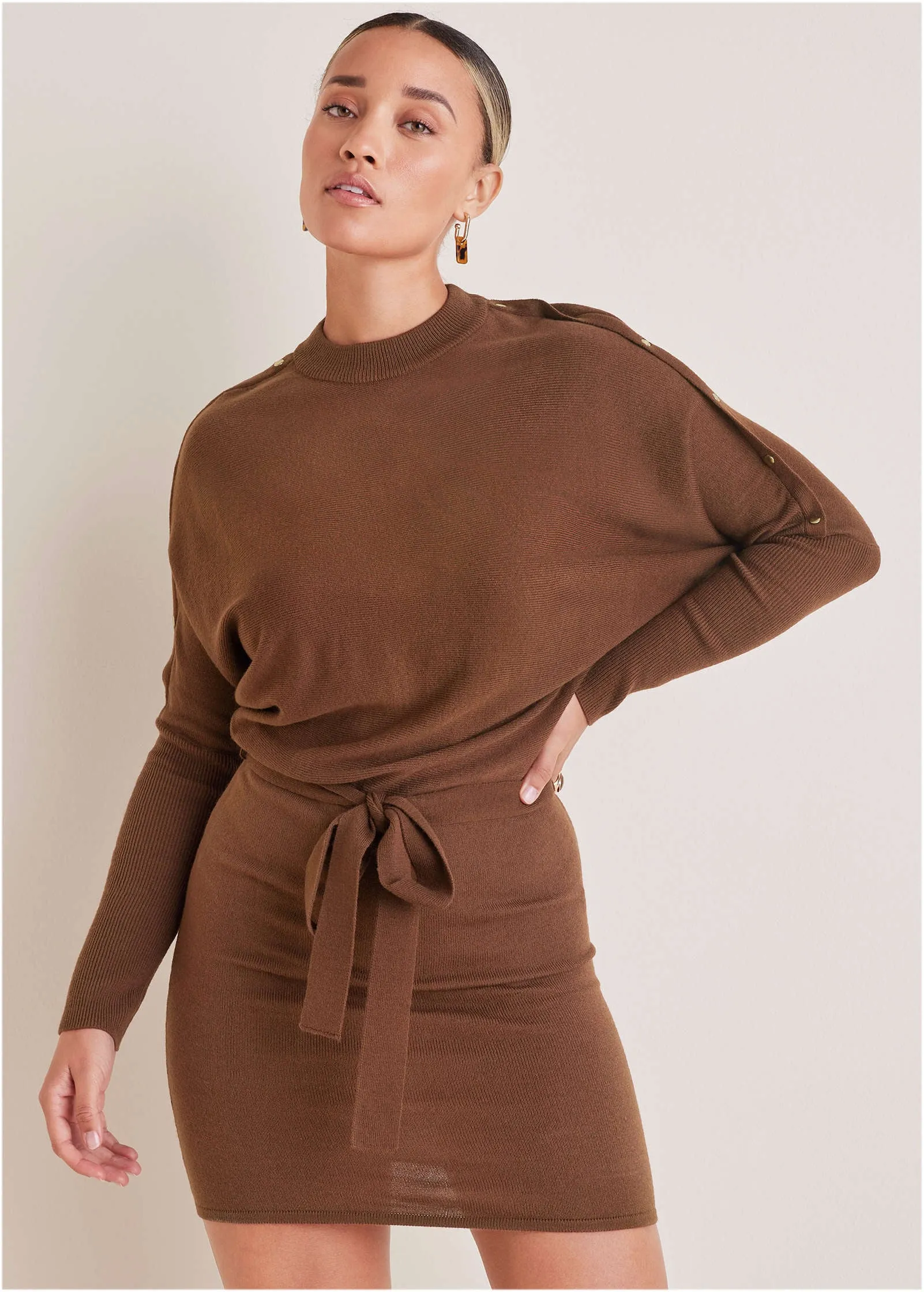 Dolman Sleeve Sweater Dress - Chocolate Fondant