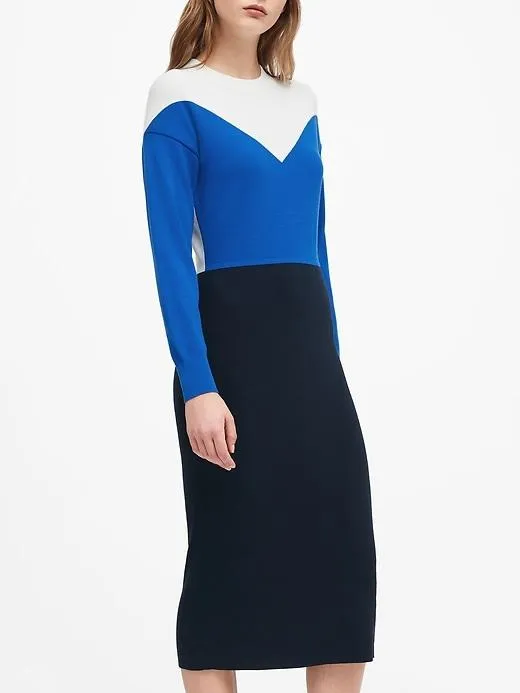 Dolman-Sleeve Sweater Dress in Navy