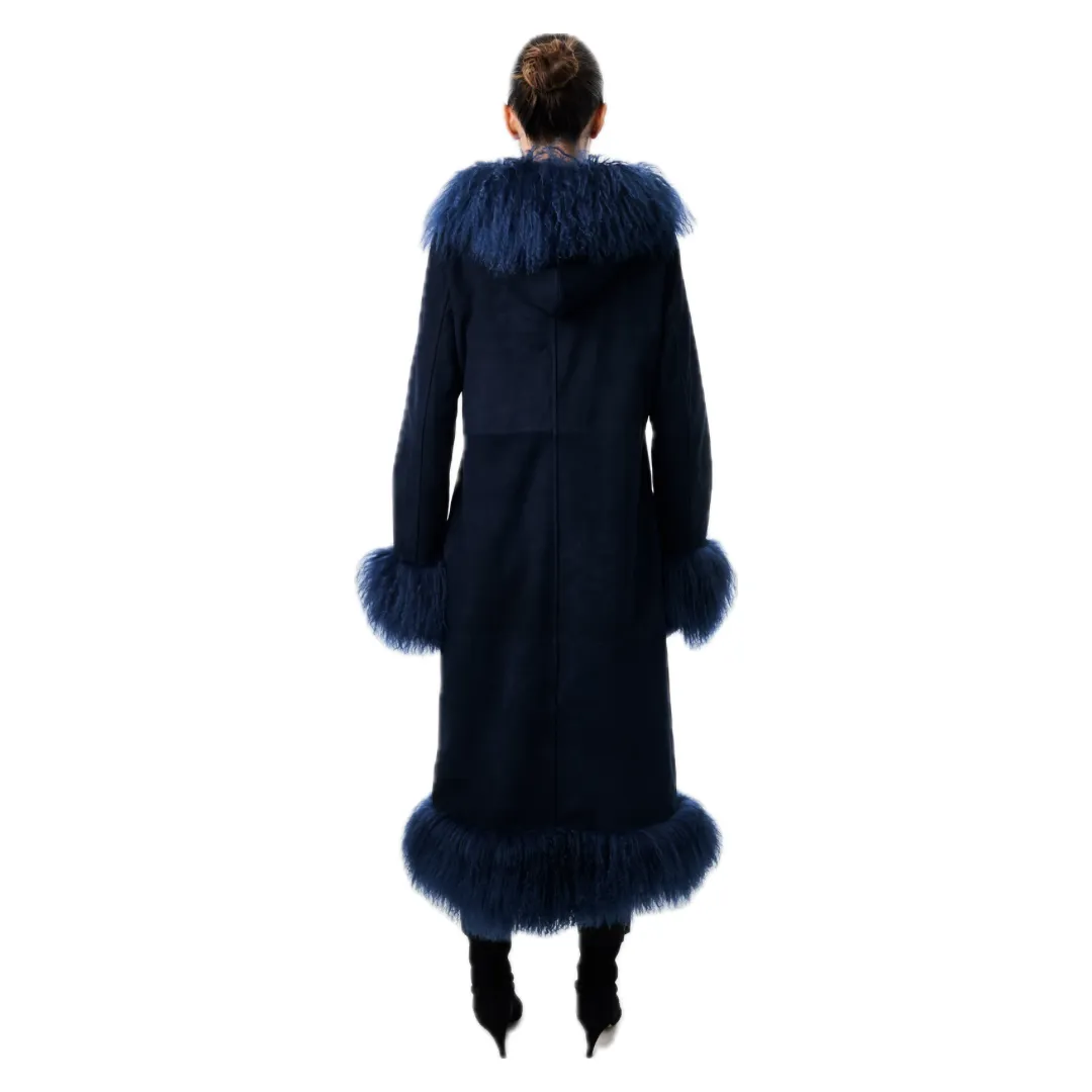 Dorothy Hooded Suede Maxi Coat