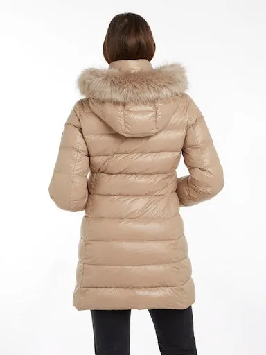 Down Filled Glossy Hooded Puffer Coat