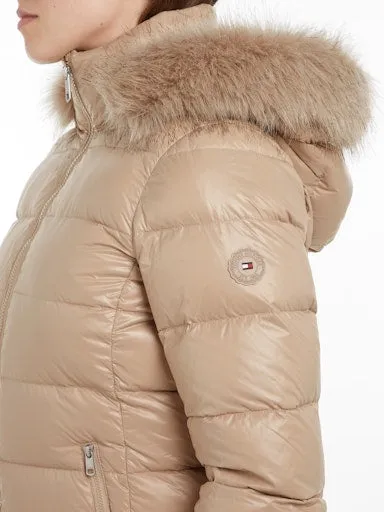 Down Filled Glossy Hooded Puffer Coat