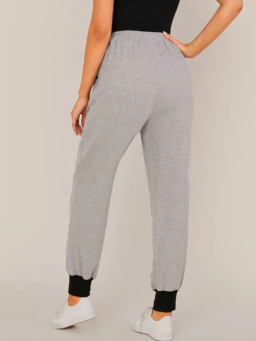 Drawstring Waist Colorblock Joggers