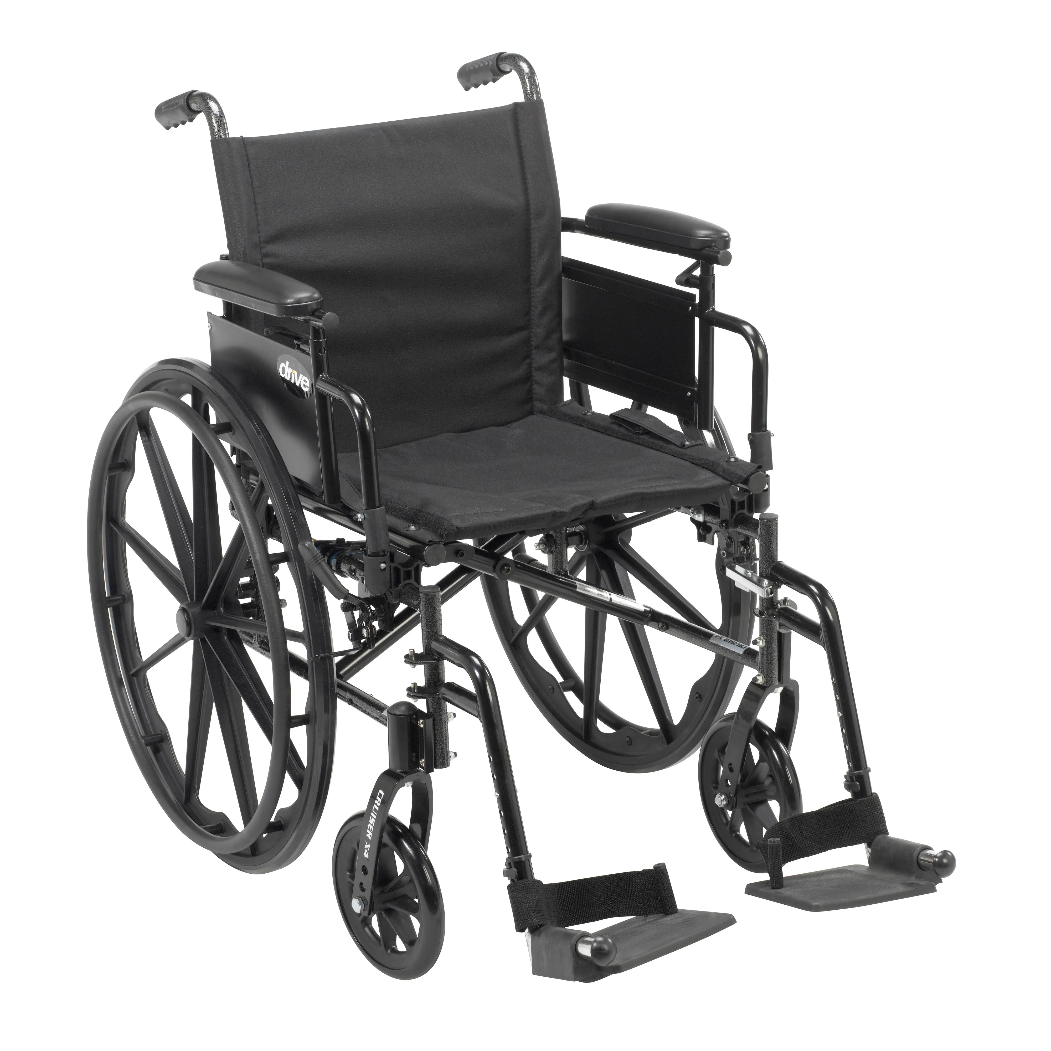 Drive Medical cx416adda-sf Cruiser X4 Lightweight Dual Axle Wheelchair with Adjustable Detachable Arms, Desk Arms, Swing Away Footrests, 16" Seat