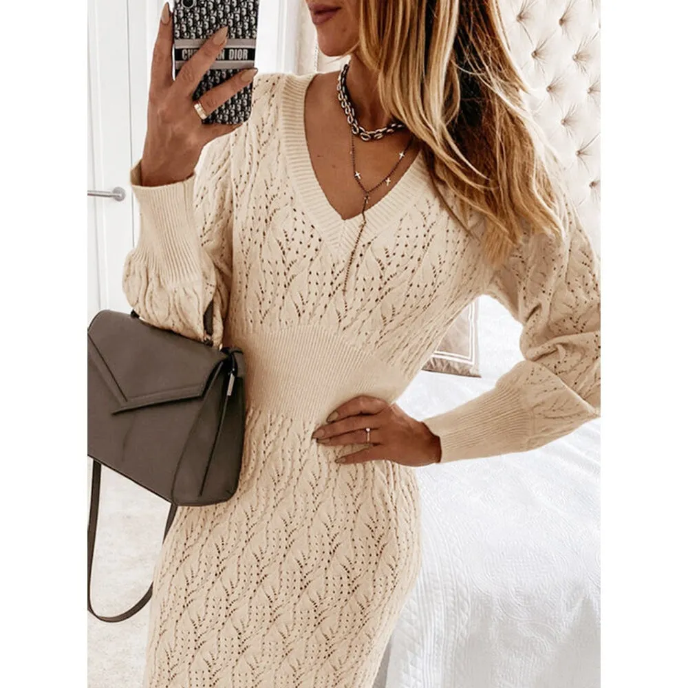 Dunnmall Stay Chic High Waist Sweater Dress