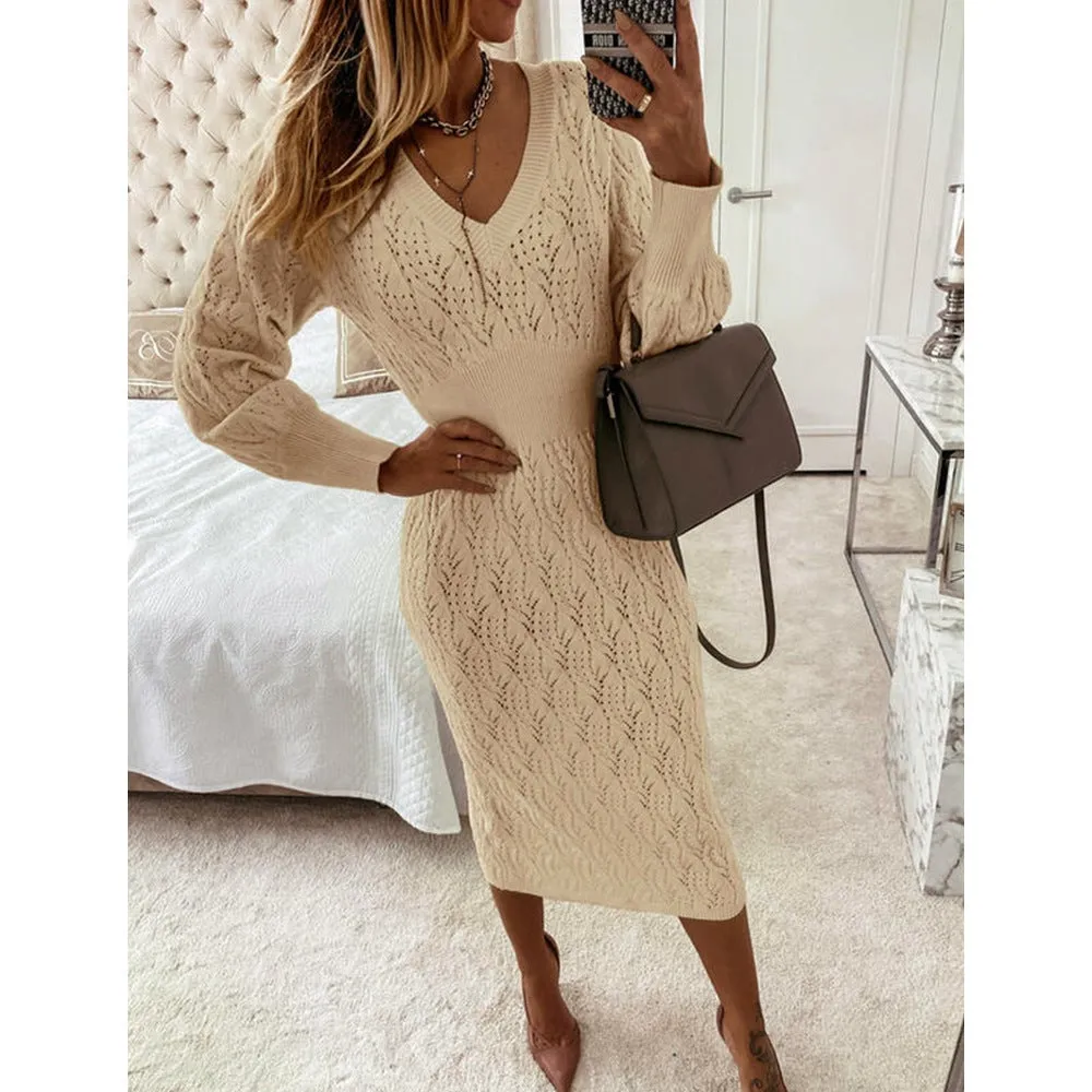 Dunnmall Stay Chic High Waist Sweater Dress