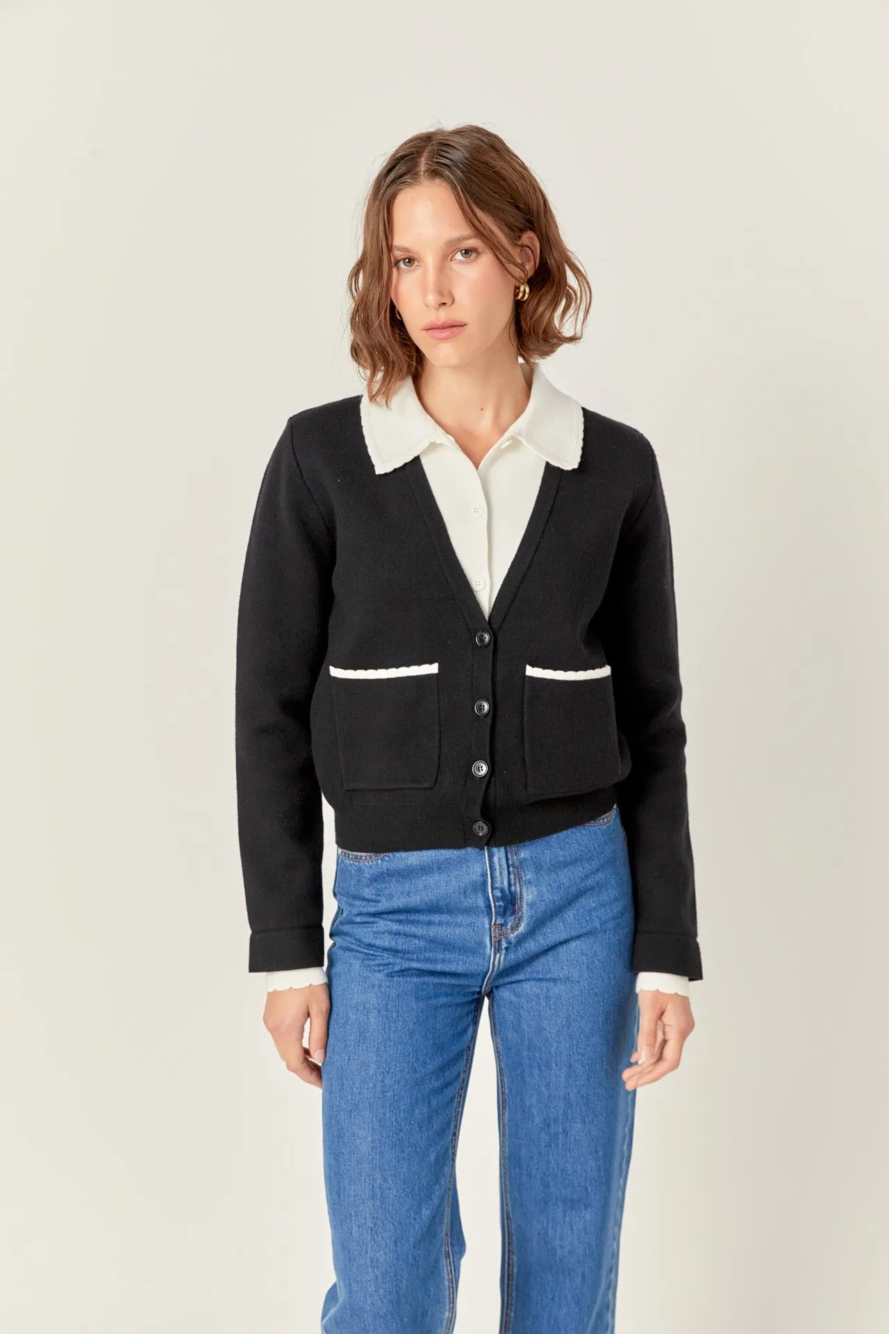 English Factory - Scallop Varsity Cardigan