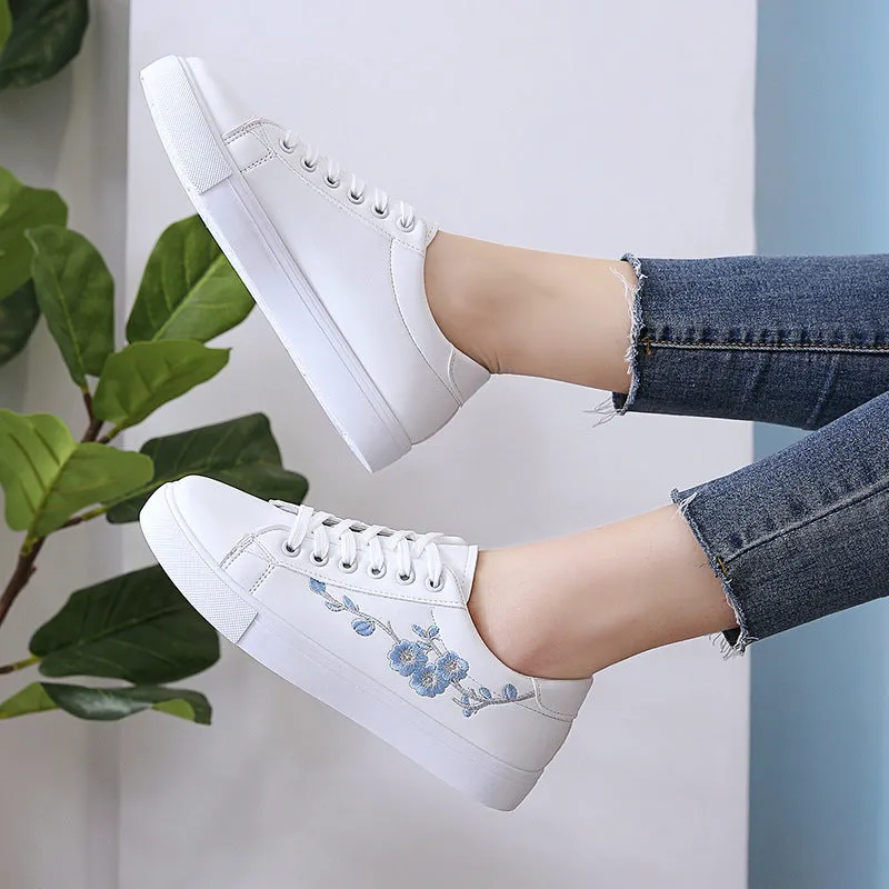 Fashion Embroidery Ribbon Floral Skate Shoes