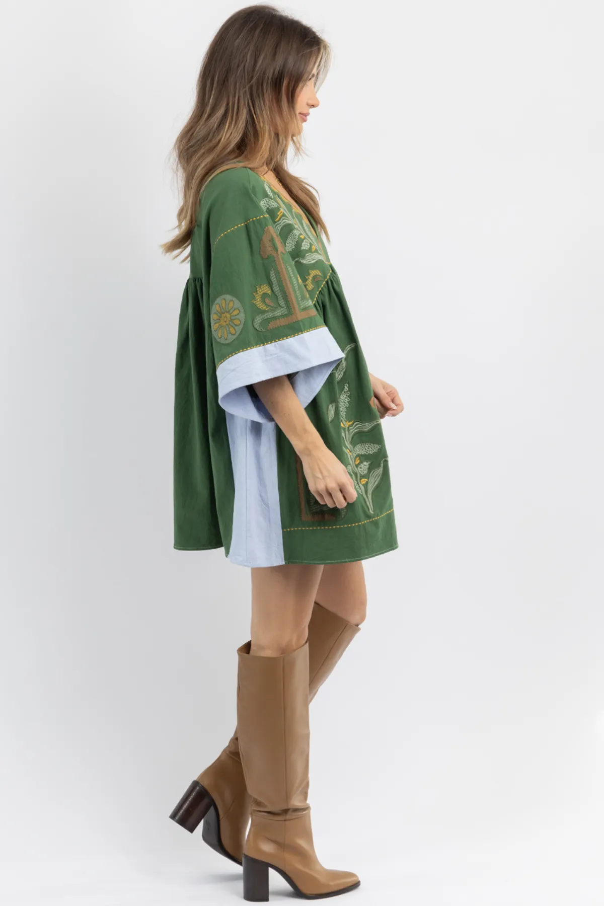 FAY GREEN EMBROIDERED MINI DRESS *BACK IN STOCK*