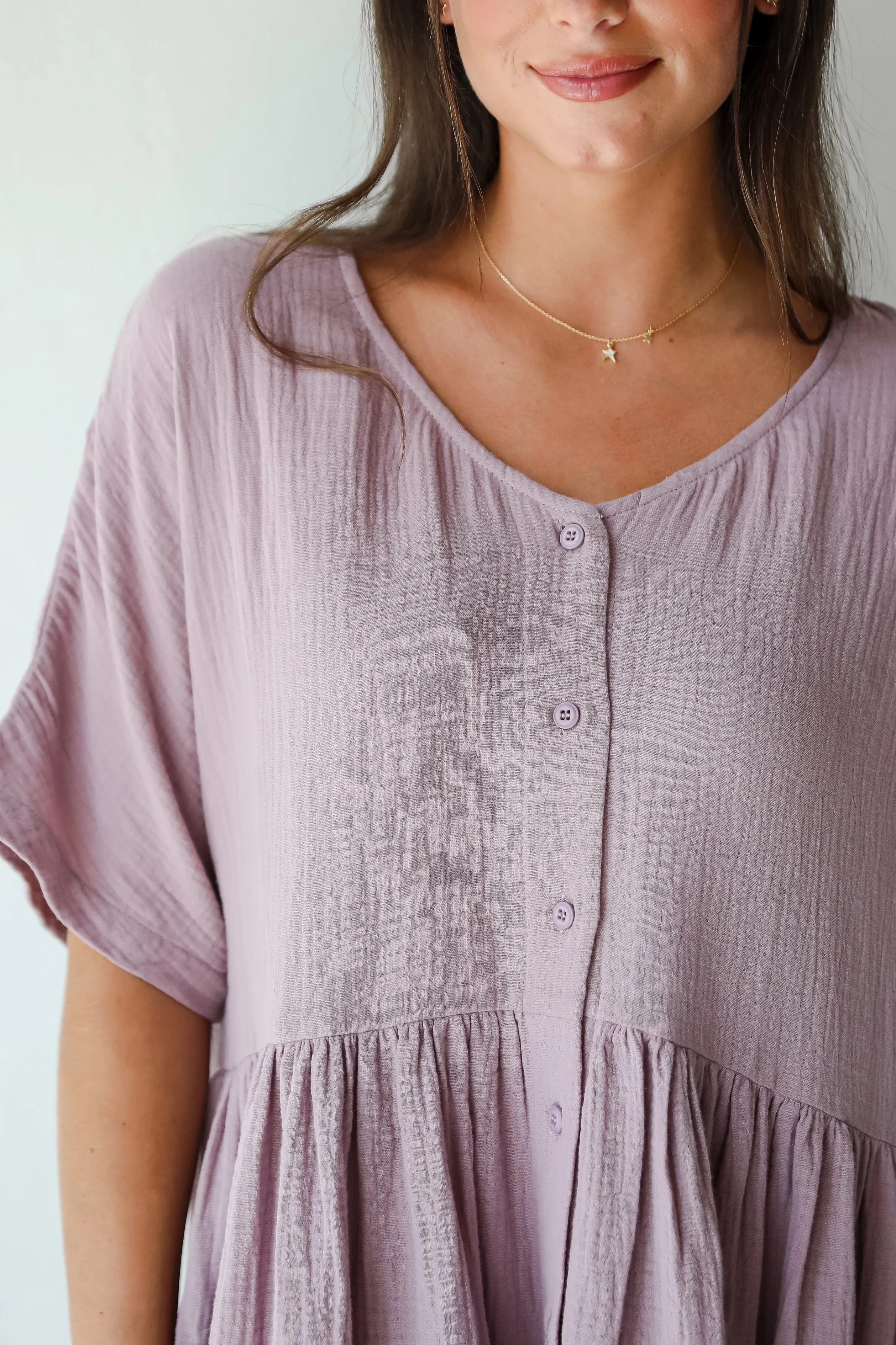 FINAL SALE - Cute On Cue Lilac Linen Babydoll Mini Dress