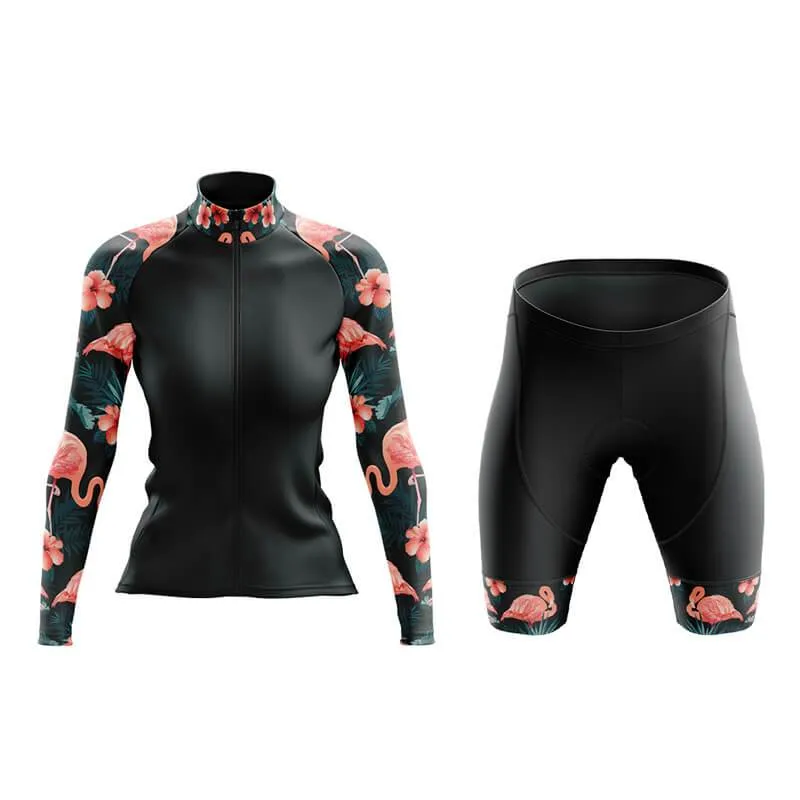 Flamingo Floral Sleeve Aero Cycling Kit (Black)