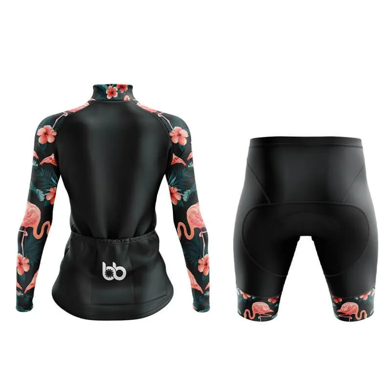 Flamingo Floral Sleeve Aero Cycling Kit (Black)