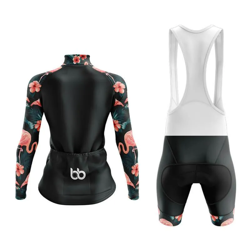 Flamingo Floral Sleeve Aero Cycling Kit (Black)