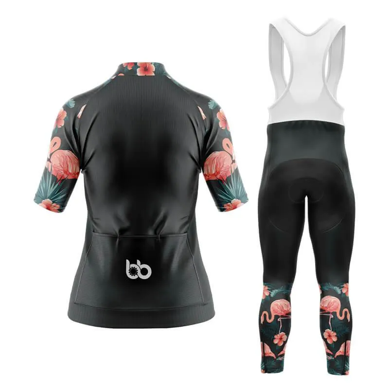 Flamingo Floral Sleeve Aero Cycling Kit (Black)