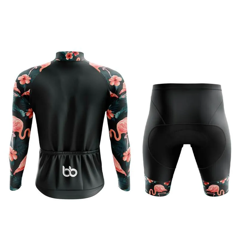 Flamingo Floral Sleeve Aero Cycling Kit (Black)