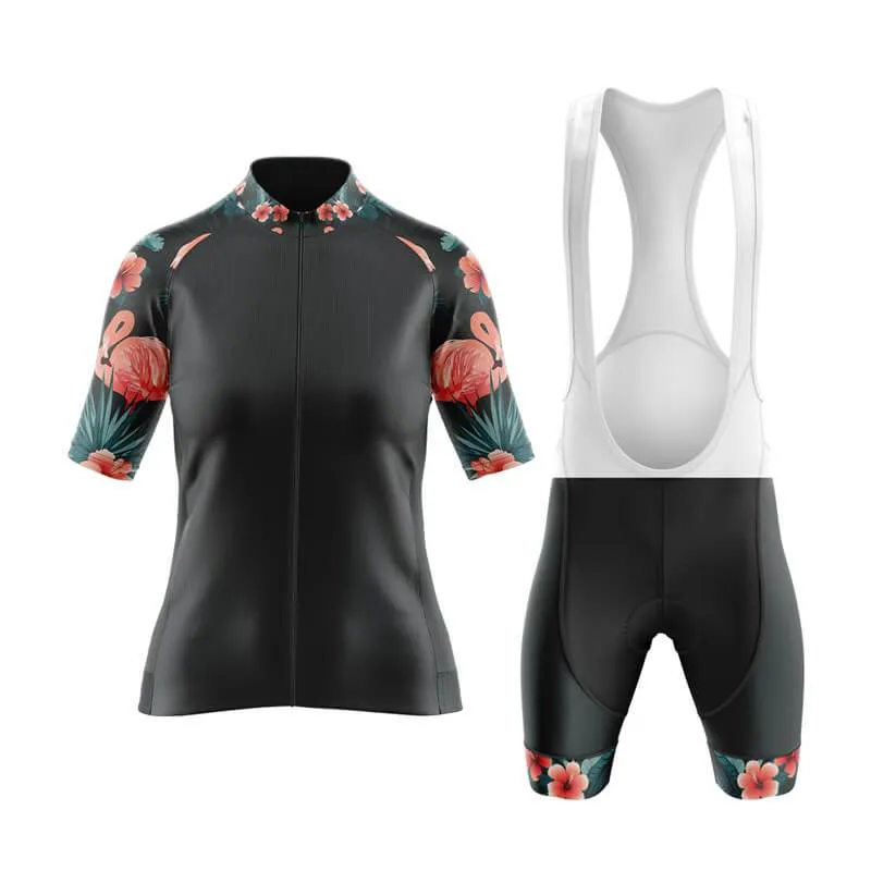 Flamingo Floral Sleeve Aero Cycling Kit (Black)