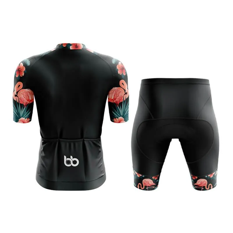 Flamingo Floral Sleeve Aero Cycling Kit (Black)