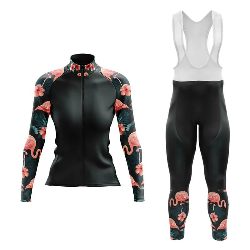 Flamingo Floral Sleeve Aero Cycling Kit (Black)