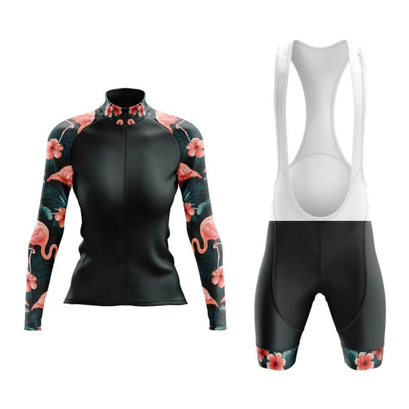 Flamingo Floral Sleeve Aero Cycling Kit (Black)