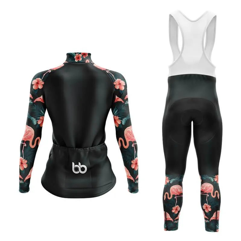 Flamingo Floral Sleeve Aero Cycling Kit (Black)