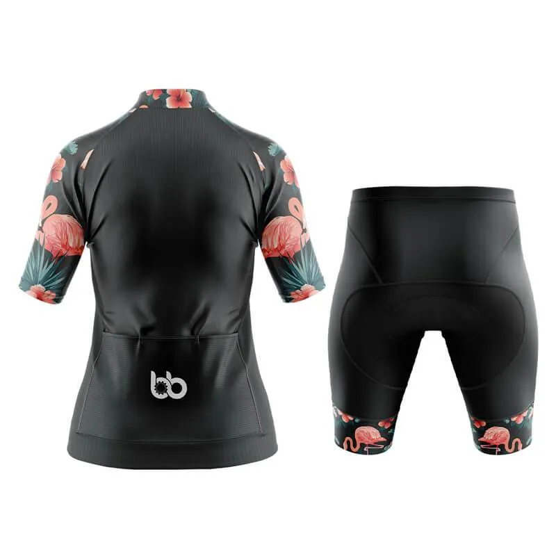 Flamingo Floral Sleeve Aero Cycling Kit (Black)