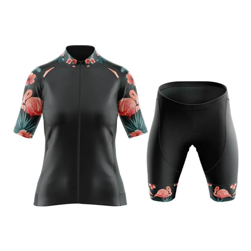 Flamingo Floral Sleeve Aero Cycling Kit (Black)