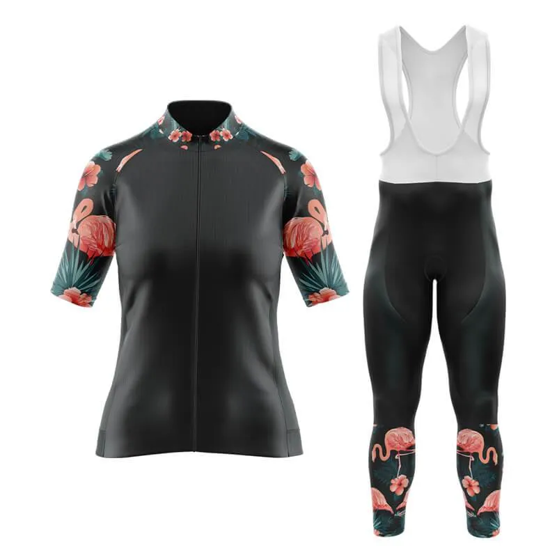 Flamingo Floral Sleeve Aero Cycling Kit (Black)