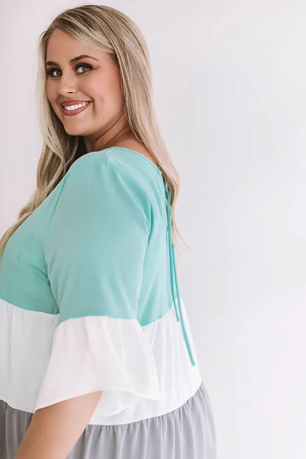 Frills and Thrills Babydoll Dress in Mint Curves