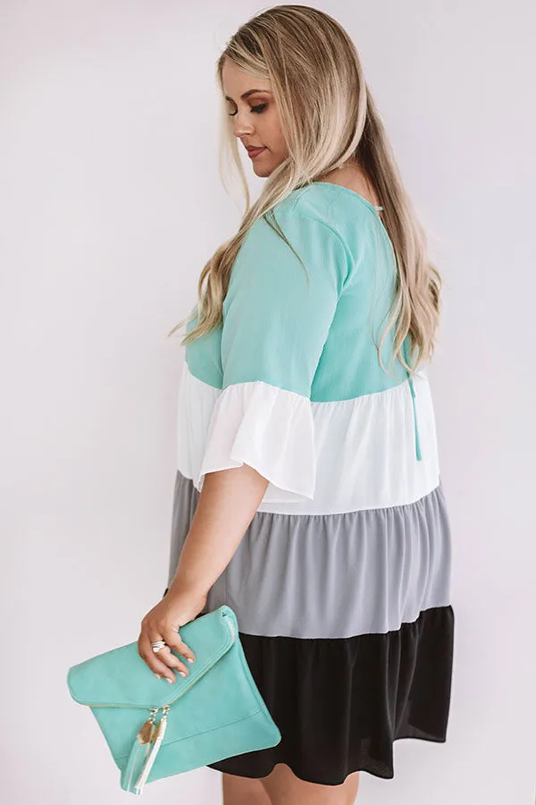 Frills and Thrills Babydoll Dress in Mint Curves