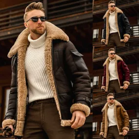 Fur Polyester Zipper Closure Men Jacket