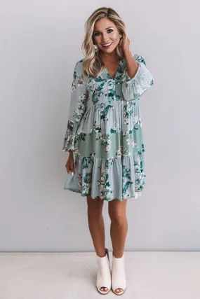 Garden Of Bliss Babydoll Dress In Airy Blue