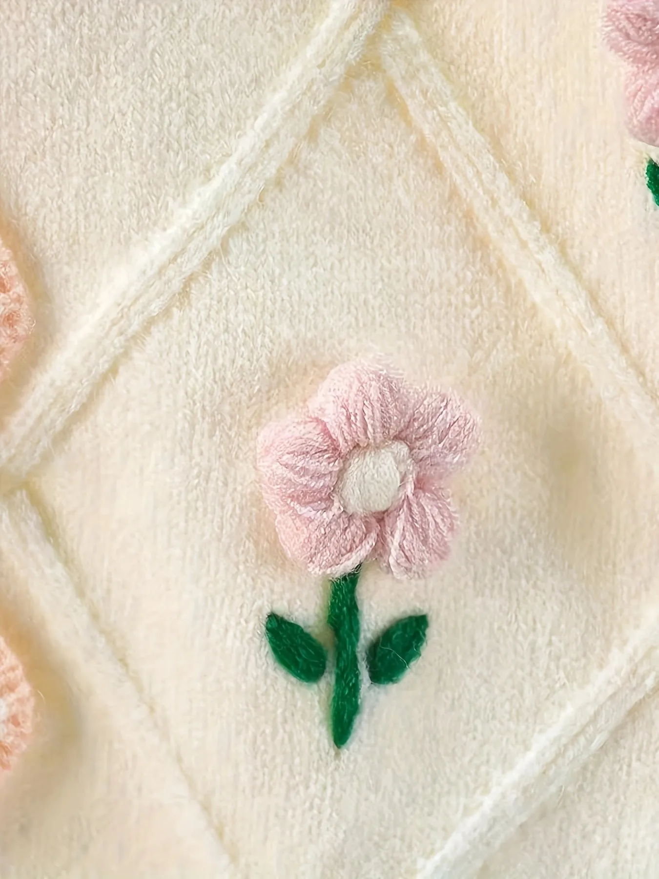 Girls Sweater Flower Cardigan, Spring And Autumn Clothes, New Little Girl Baby Outside Wear, Wool Korean Version Cute Flower Embroidery Children's Knitted Jacket