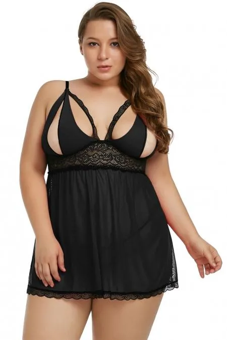 Gothic Bride Peek-a-boo Plus Size Babydoll