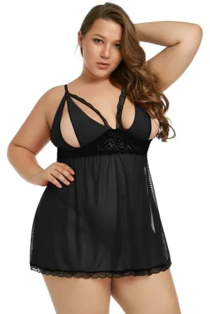 Gothic Bride Peek-a-boo Plus Size Babydoll