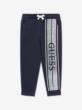 Guess Boys Logo Print Joggers in Navy