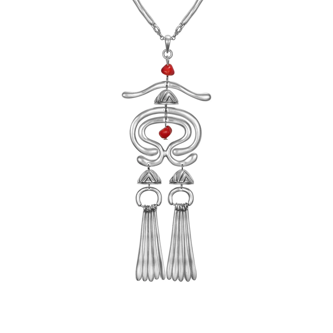 Haight Necklace - Silver/Red Beads